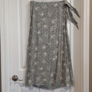 Tropical Print Wrap Skirt